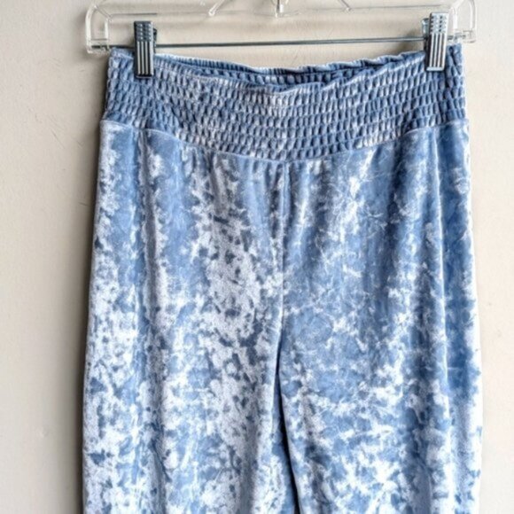 Blue crushed velvet track pants/joggers - Picture 2 of 5